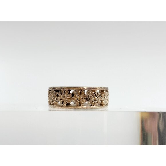 Daisy Floral Cutout Designed 925 Sterling Silver Vintage Ring - sz 9.25 - Picture 5 of 10